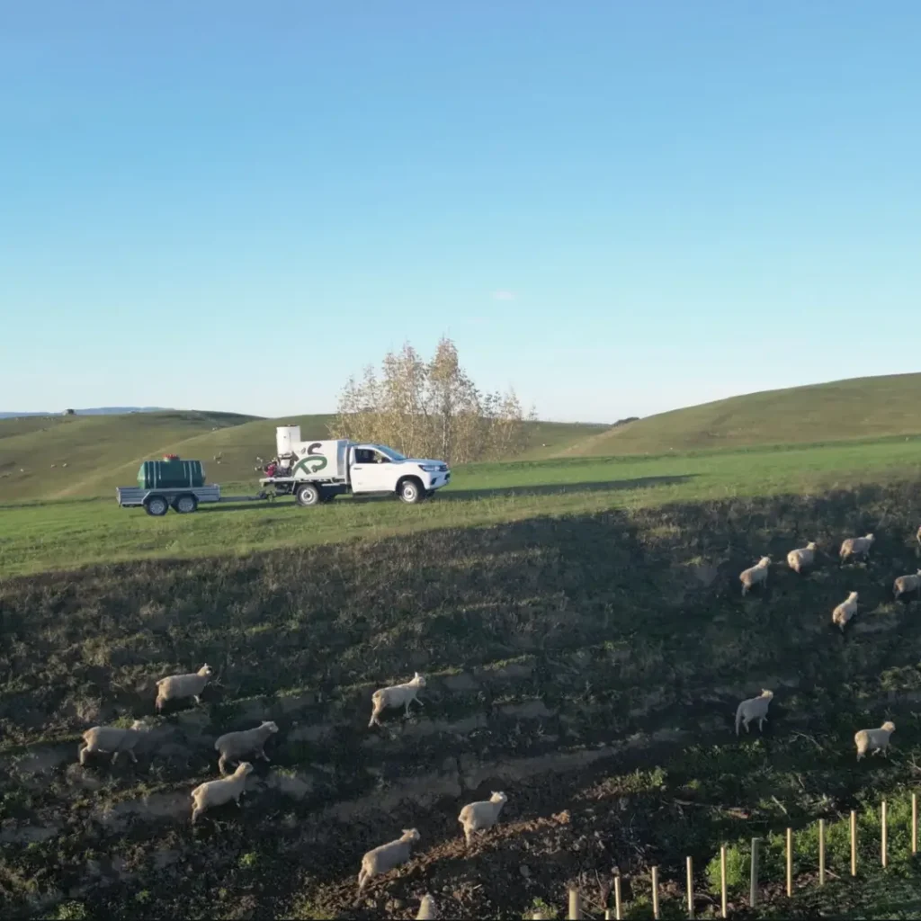 Airborne Solution truck and trailer on NZ sheep farm