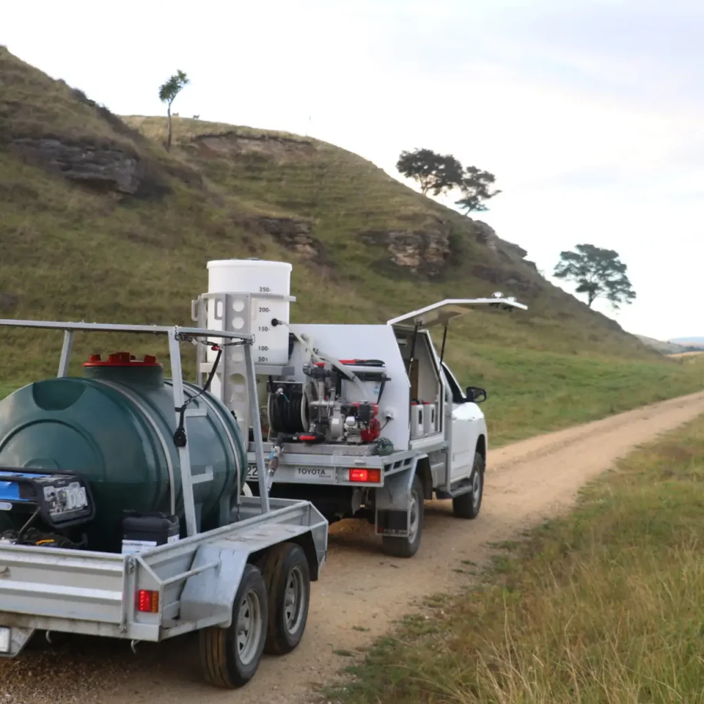FieldBoss spray setup trailer with water tank and equipment